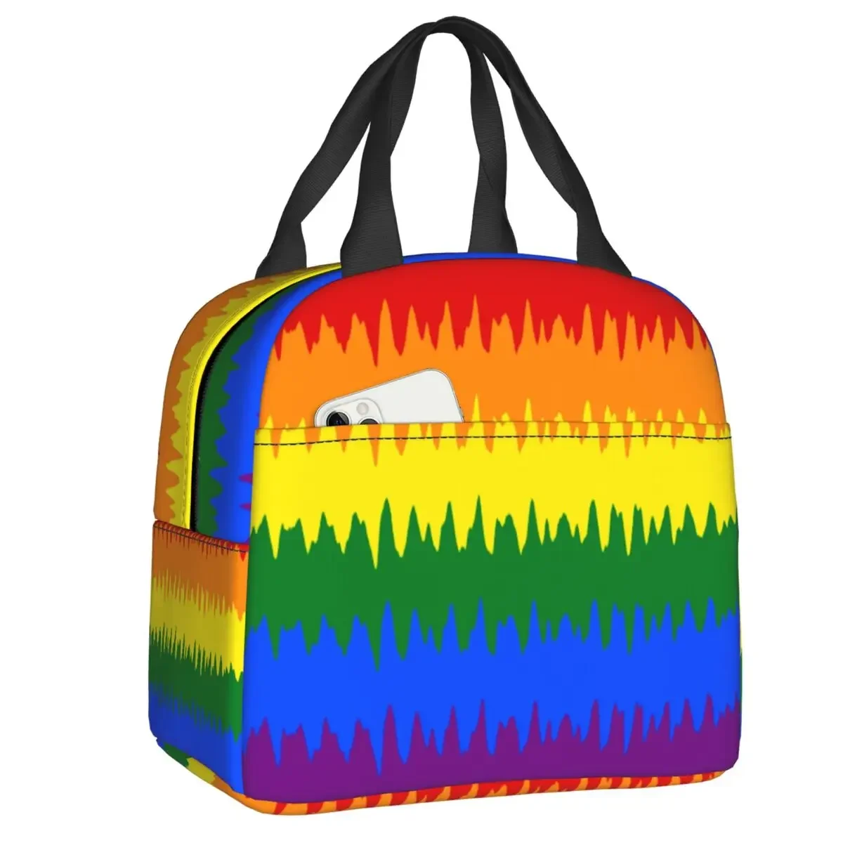 

Gay Pride LGBTQ Flag Zigzag Insulated Lunch Bags for Women LGBT Rainbow Lesbian Portable Cooler Thermal Food Lunch Box School