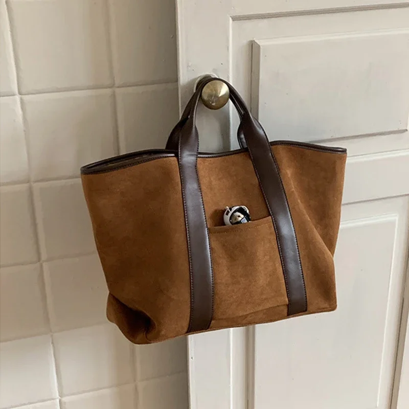 Vintage Suede Large Capacity Handbag Simple All-match Fashion Tote Bags Design Casual Top Handle Shoulder Bag For Women 2026