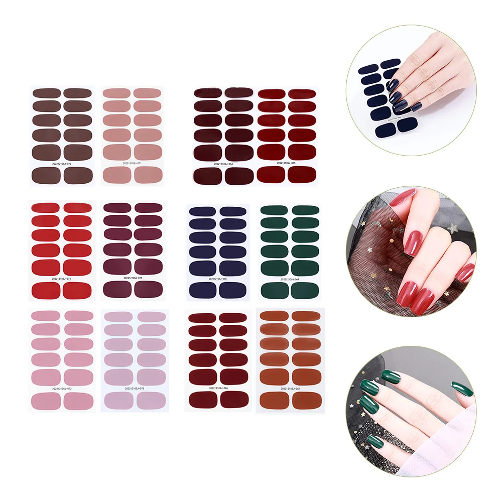 

12 Sheets Nail Decals Strips Women Nail DIY Decoration Nail Wraps for Women (Included Nail File)