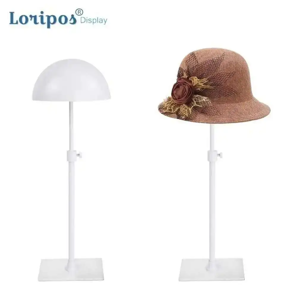 Iron Wig Hat Holder Stand Rack Adjustable Height Tabletop Display For Cap Metal