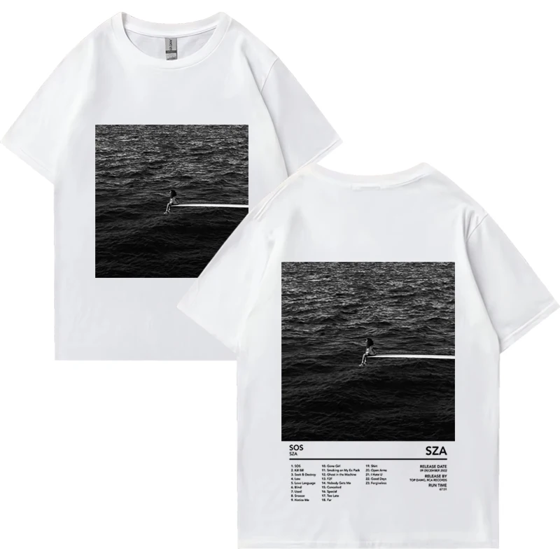 

Limited SZA New Music Album SOS Print T Shirt Men Women High Quality Street Hip Hop T-shirts Summer Oversized Fashion T Shirts