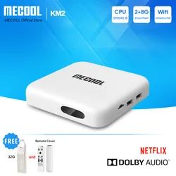 MECOOL KM2 4K Android TV Box Amlogic S905X2 2GB DDR4 USB3.0 SPDIF Ethernet WiFi Multi-streamer HDR 10 Widevine L1 TVBoX Set Top