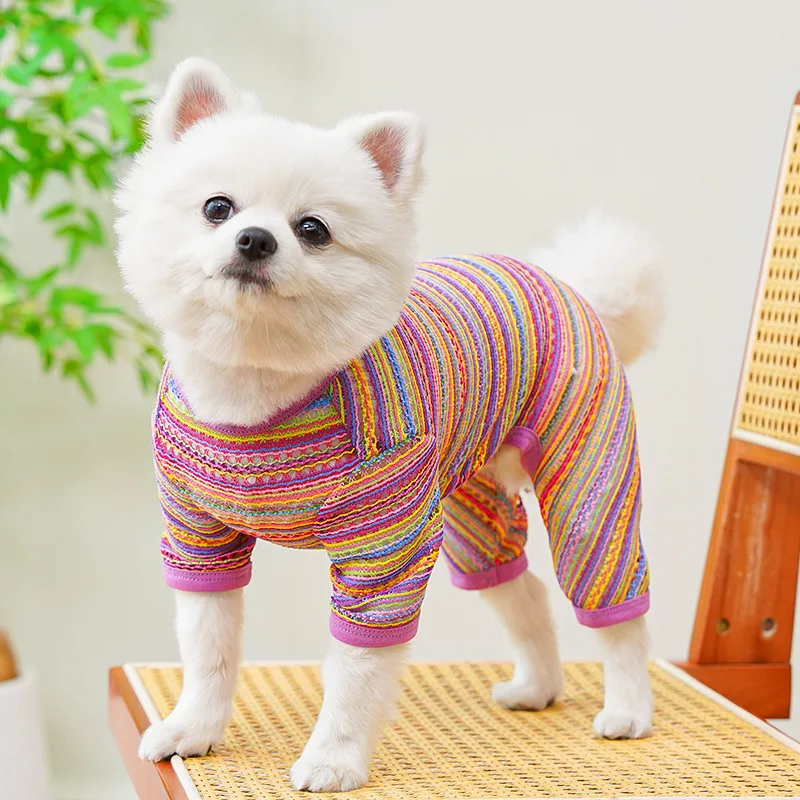 Fashion Striped Dog Jumpsuits for Small Dogs Cute Soft Dog