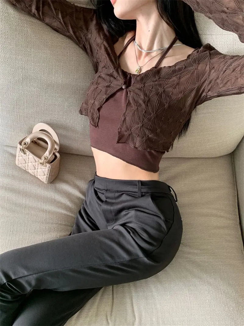 Summer Thin Sun-proof Cardigans Women Crochet Midriff-baring Tops Short Leisure All-match Y2k Korean Style Daily Slim Fashion