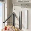 Balcony Folding Invisible Drying Rack Rod Non-punching Wall Hanging Indoor and Outdoor Windows Bathroom Cloakroom Hook Hanger 1