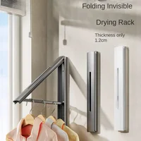Balcony Folding Invisible Drying Rack Rod Non-punching Wall Hanging Indoor and Outdoor Windows Bathroom Cloakroom Hook Hanger 1