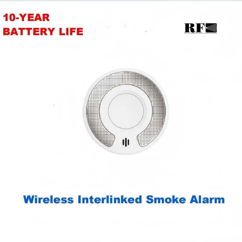 10 Years Battery Wireless Interlinked smoke alarm Fire Detector & Silence Button V-Come VS03F