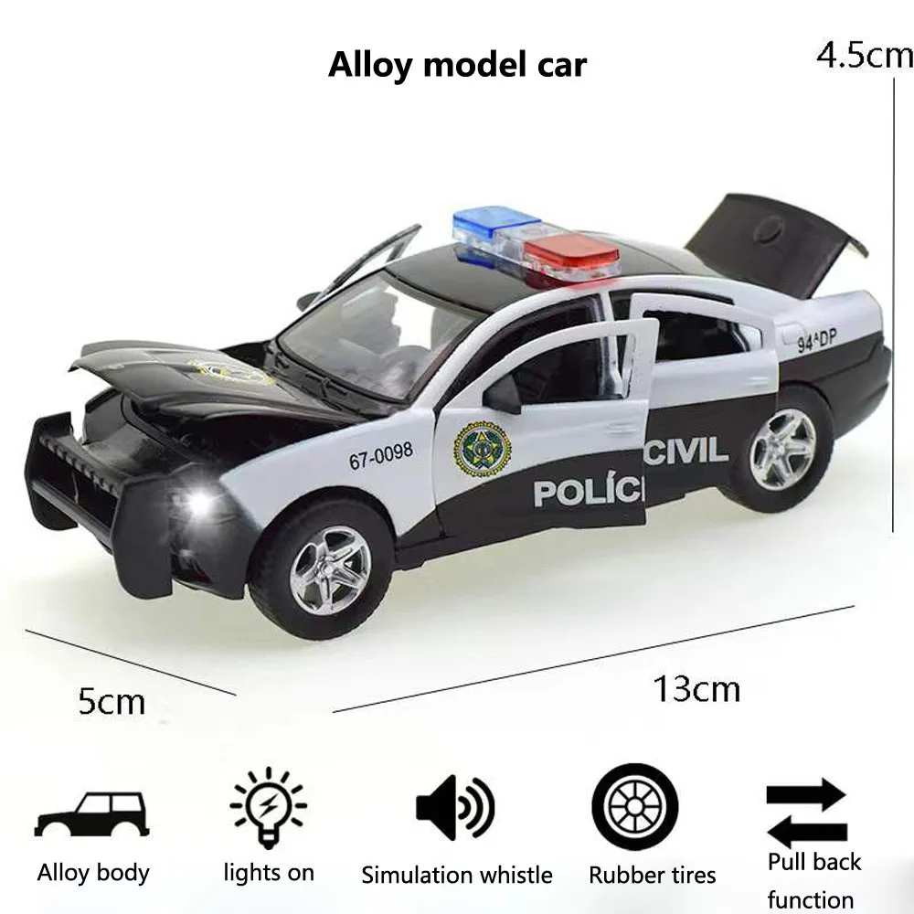 Coche de policía Dodge Charger de aleación 1:32, vehículo de