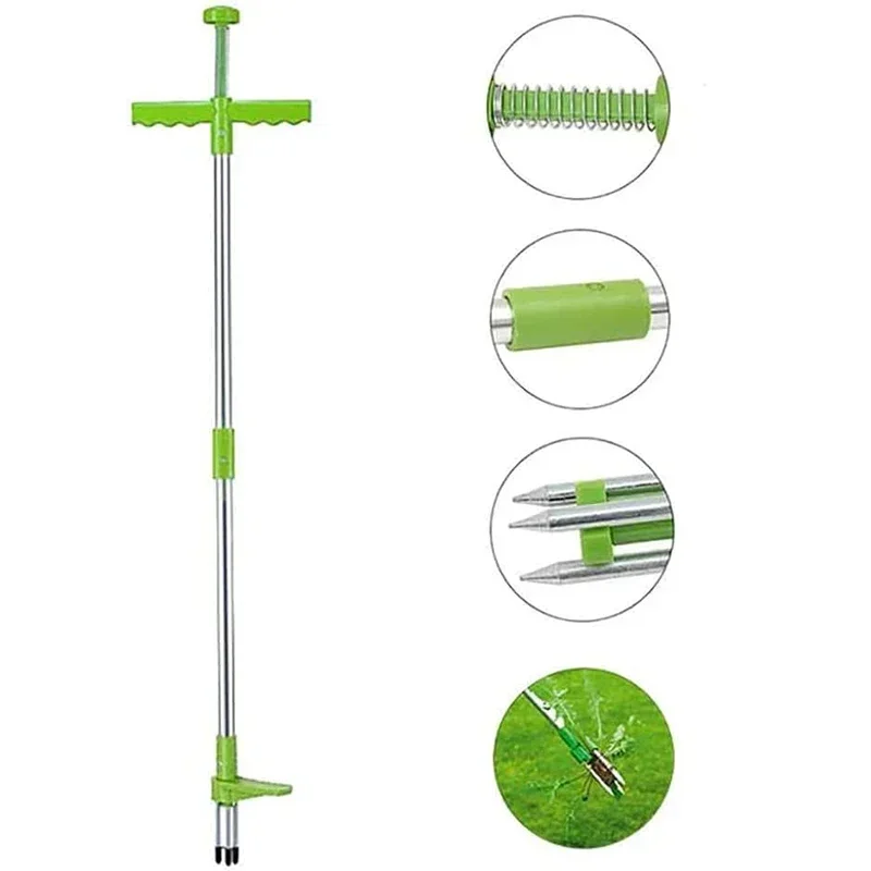 Claw Weeder Root Remover Outdoor Long Handle Killer Claw Weeder  Aluminum Stand Up Weed Puller Removable With Foot Pedal 3