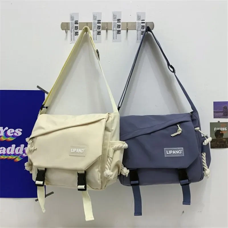 Youth Fashion Nylon Crossbody Bags for Women Handbags Shoulder Bag Large Capacity Solid Canvas Messenger Bag Girls School Bags 6