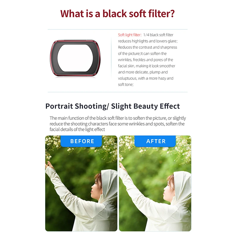 Startrc-filtro Névoa para Dji Pocket Filtros de Luz Suave Magnético para Osmo Pocket Action Câmera Acessórios Preto 4 - Image 2