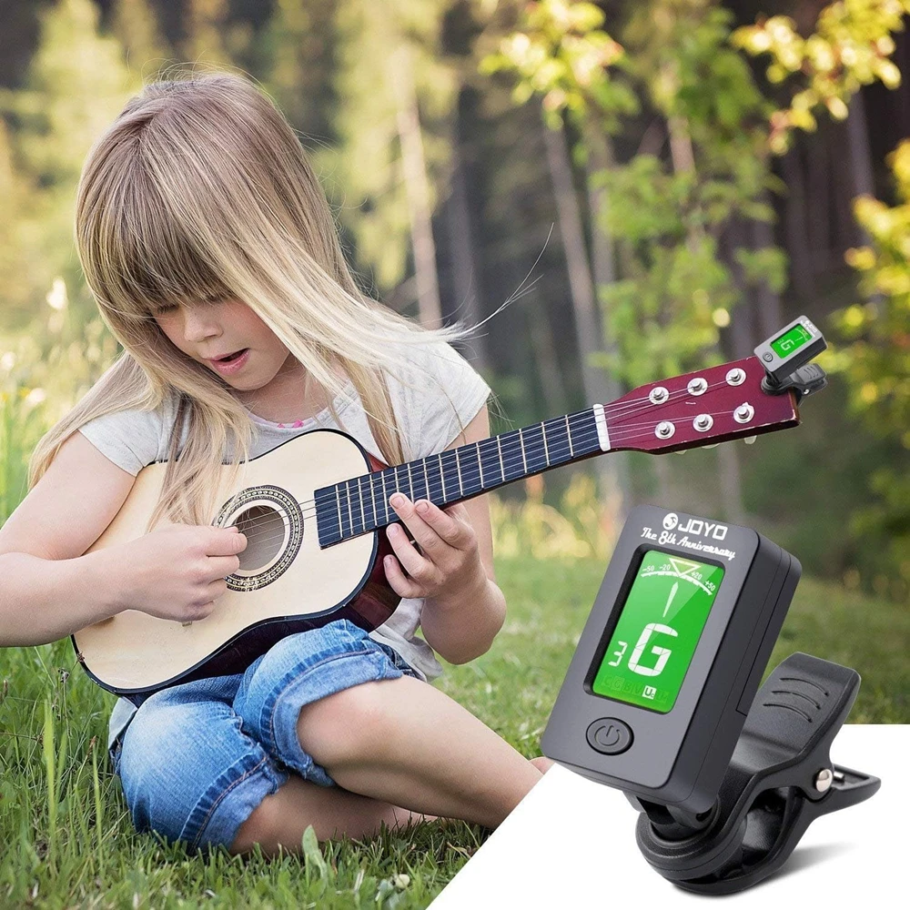 Clip On Guitar Tuner For All Instruments Ukulele Guitar Bass Mandolin Violin Banjo with LCD Display 1pcs tuner 4pcs Picks