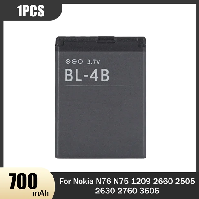 Batería Original Nokia BL-4B - 700mAh, Litio, Para Modelos 2630, 2660, 2760, 5000, 6111, 7370 Y Más