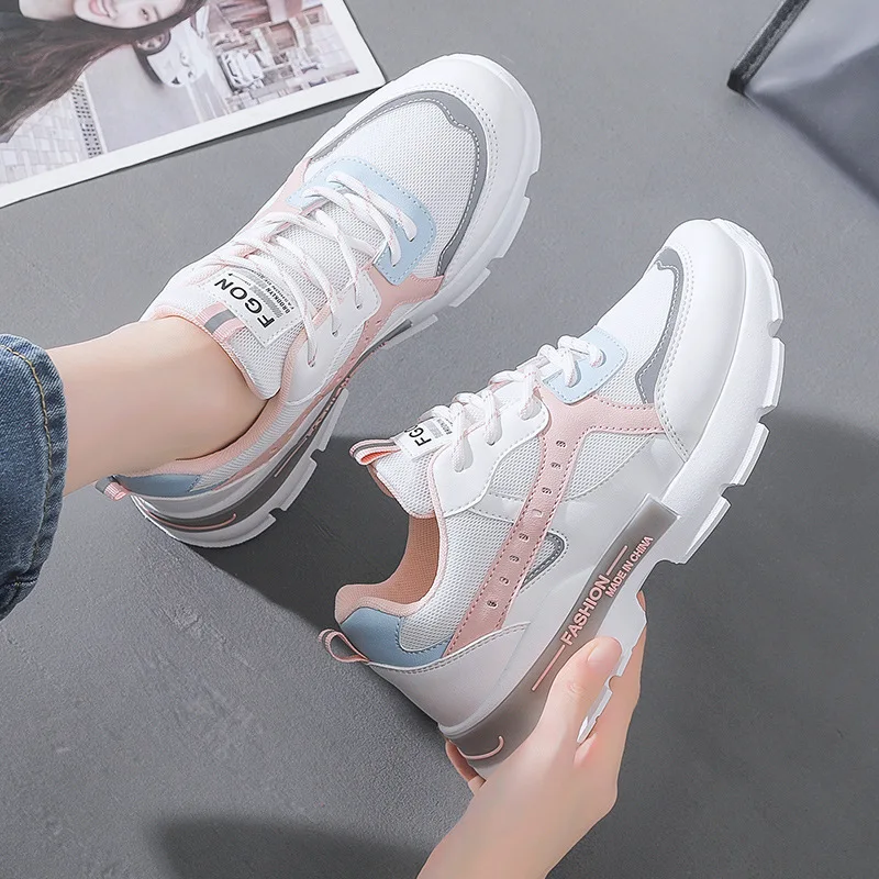 

Autumn New Platform Women's Sports Shoes Thick Bottom Lace Up Women's Sports Shoes White Breathable Tenis Casual Shoes Spring