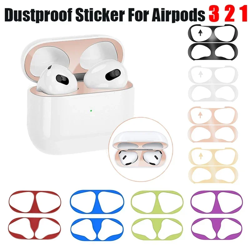 

Metal Dust Guard Sticker for Apple AirPods 1 2 3 Pro Earphone Case Dust-proof Protector Ultra Thin Sticker Film Headphone Box