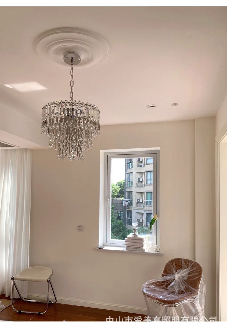 Description Picture 4 of itemModern simple light luxury leaf bedroom crystal chandelier round living room dining room bedside aisle entrance chandelier