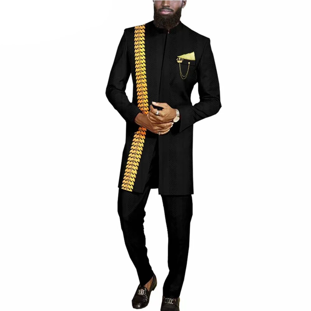 2024 Men Kaunda Suit Embroidered Tops and Pants 2-Piece Set Outfits Cloth Wedding Abaya Men's Suit African Ethnic Casual Outfits