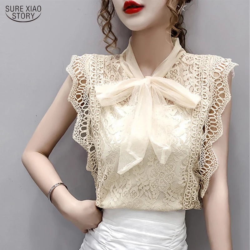 Unique-Shop 2018 Womens Dress Spring and Summer New Trumpet Sleeves Retro Temperament Hollow Dress Lace Dress f 