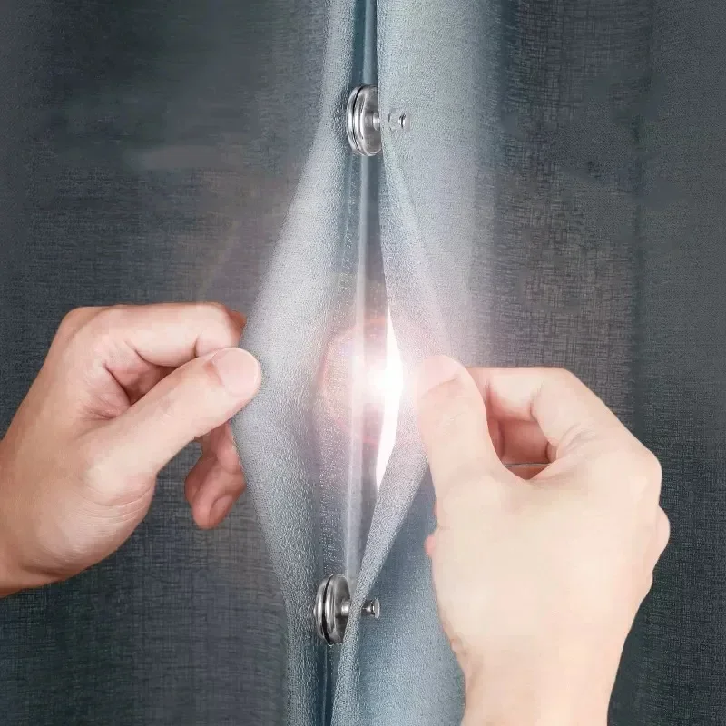 Curtain Clips Magnetic Curtain Buckle Nail Free Detachable Window Decor Curtains Prevent Light Close Button Tablecloths Curtain Magnet Clips