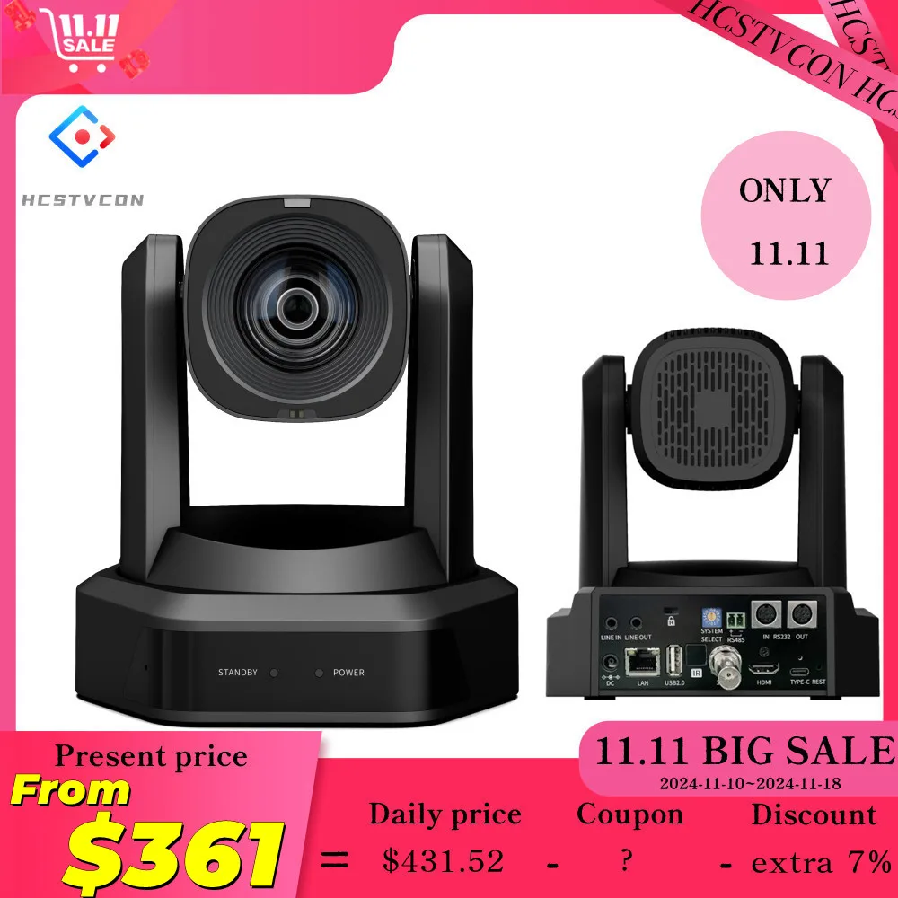 Video PTZ Camera NDI HX2 AI tracking 12/20/30X Optical Zoom 60fps with Mic Tally Light HDMI USB SDI LAN POE TOF Laser Ranging