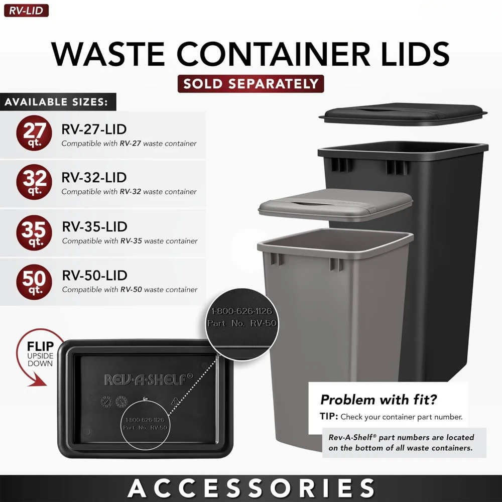 Double Pull Out Under Cabinet Trash Can w/Soft-Close, 35 Qt Garbage Bin for 15" x 1.5" Face Frame, Silver 5
