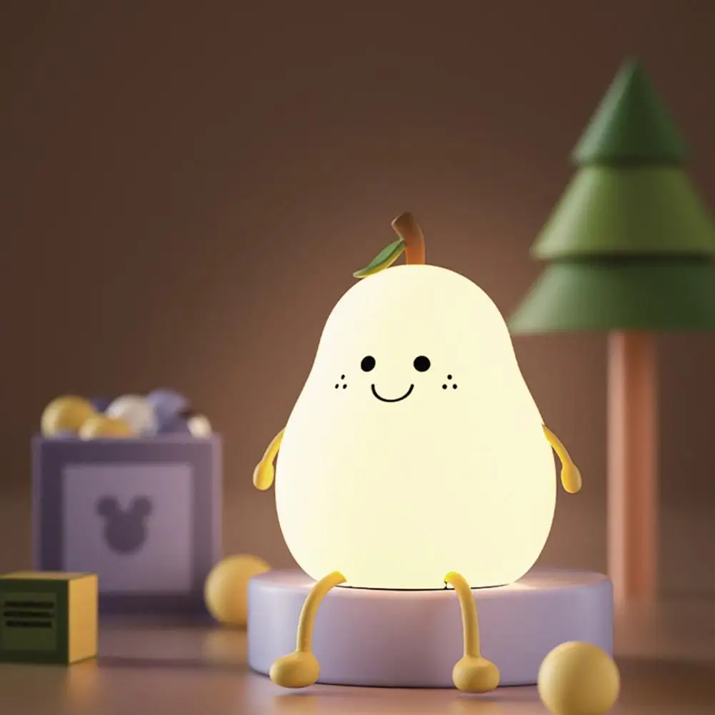 

Night Light Silicone Pear Lamp Lightweight Decorative Good 7 Colors Rechargeable Cartoon Pear LED Light