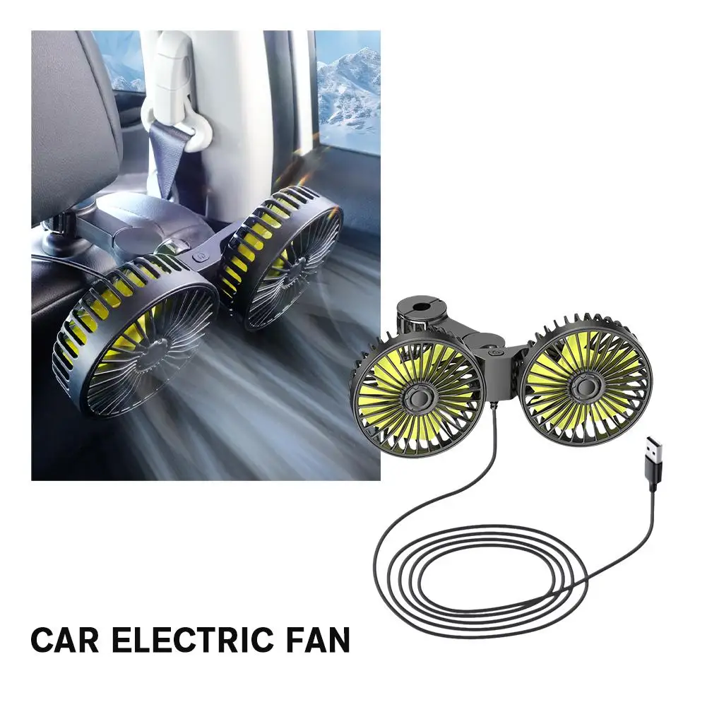 

Mini Automotive Fan 360 Degree Rotatable Dual Head Seat Universal Fan Accessories Noise Powerful Car Low Cooling O0L4