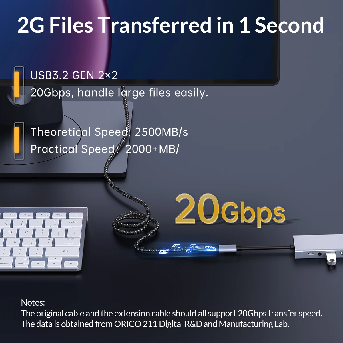 Orico-usb tipo c cabo de extensão para