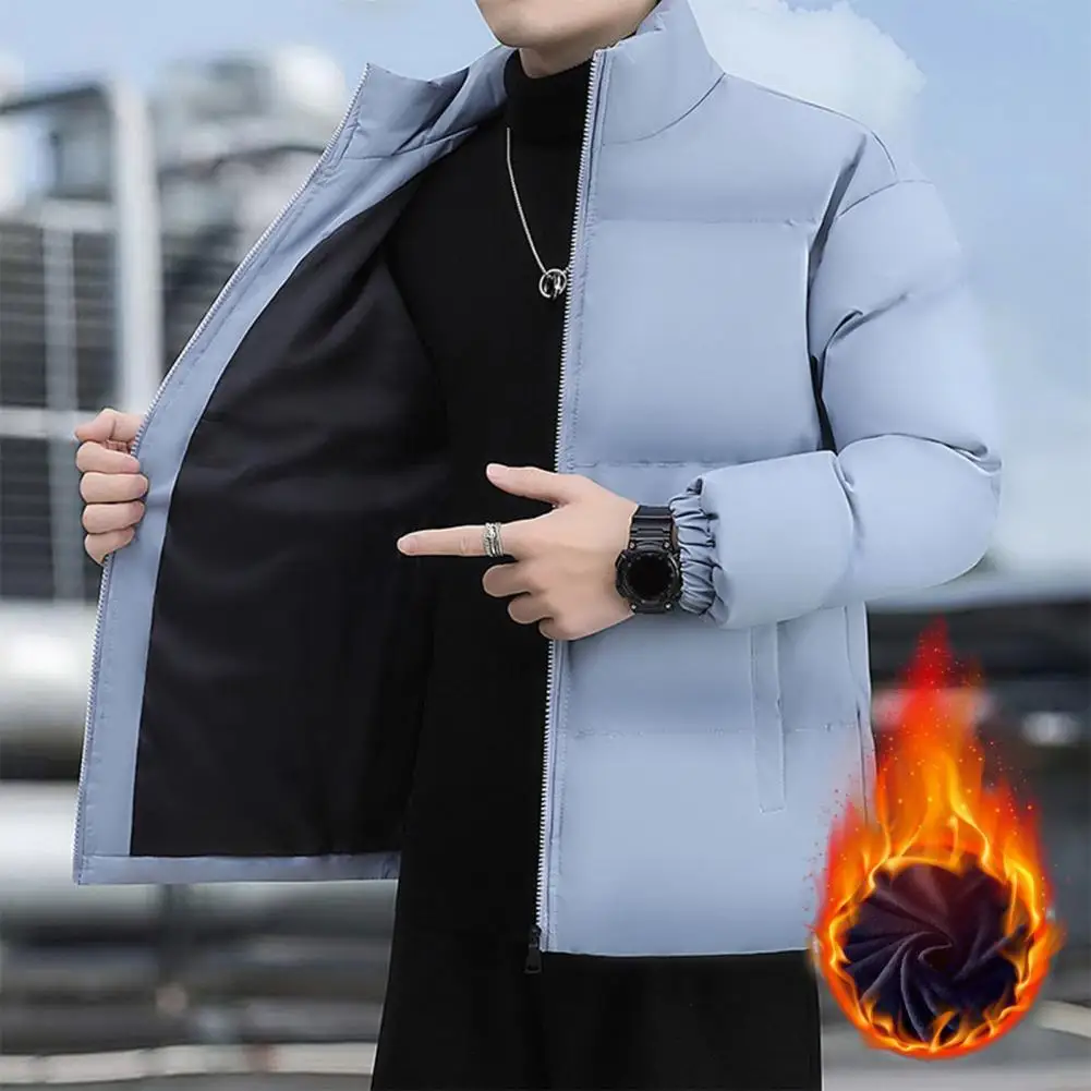 

Men Cotton Coat Windproof Winter Cotton Coat Premium Men's Windproof Down Jacket with Stand Collar Heat Retention for Outdoor