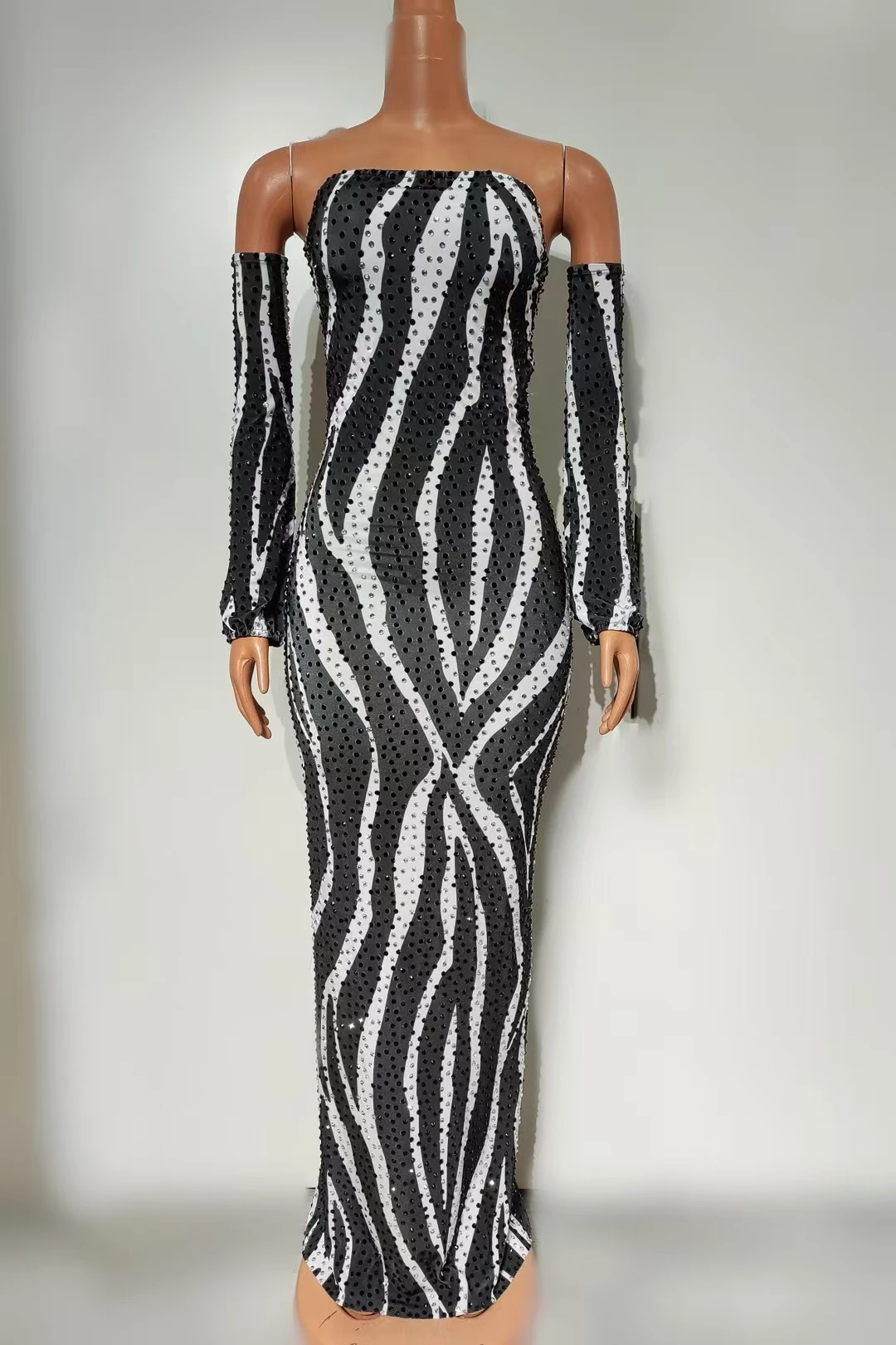 open lace back dress Edgy Shine Sequin Zebra Print Mini Tube Dress main image 1