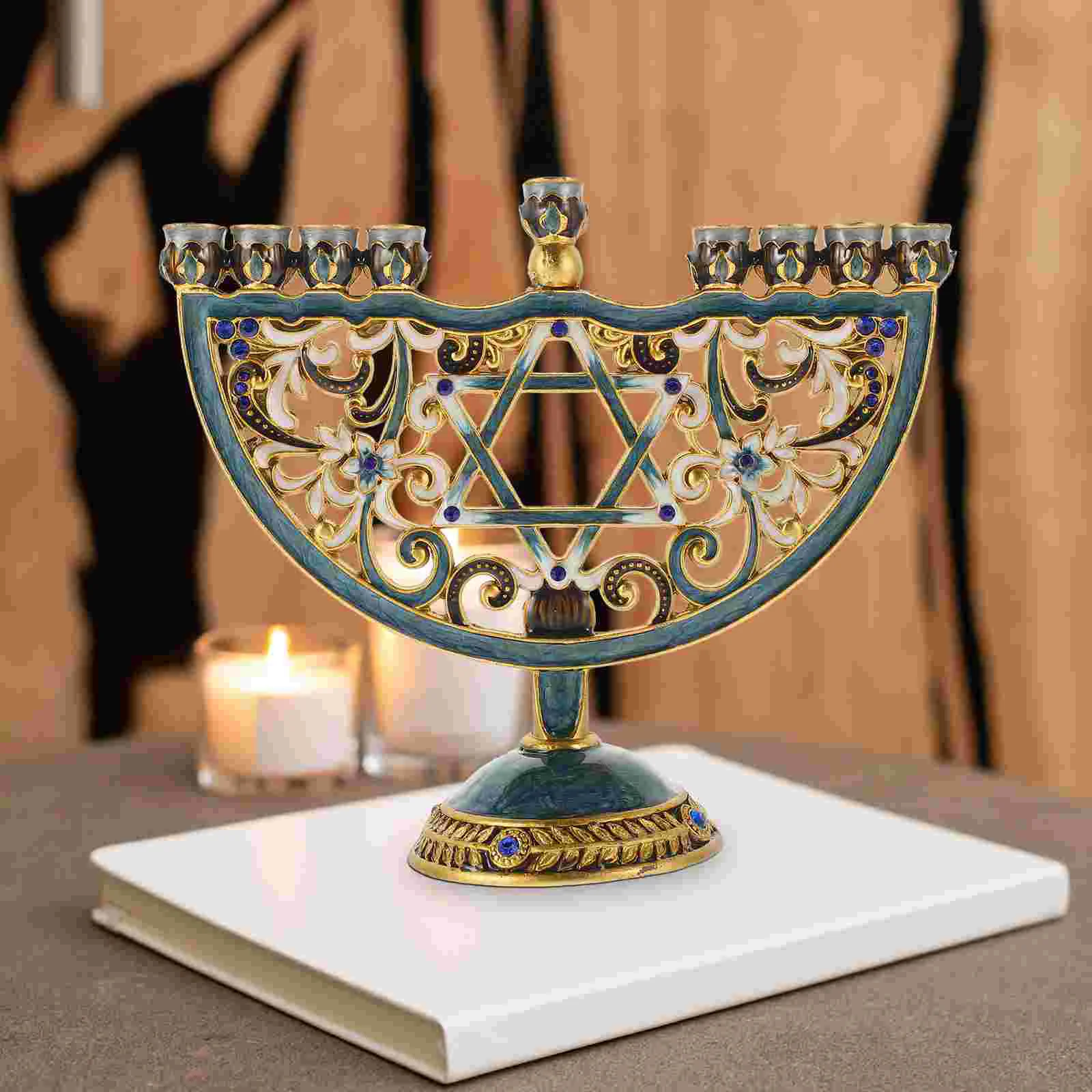 

Hanukkah Candle Holder Jewish Branches Candlestick Holder Retro Decorative Hanukkah Jewish Nine Head Tree Candlestick
