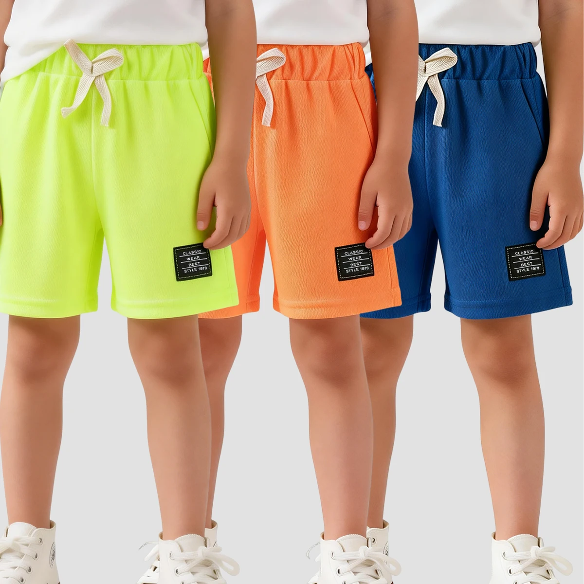 3Pcs 소년 솔리드 반바지 패션 캐주얼 스포츠 반바지 1-7Y 어린이를위한 스트..