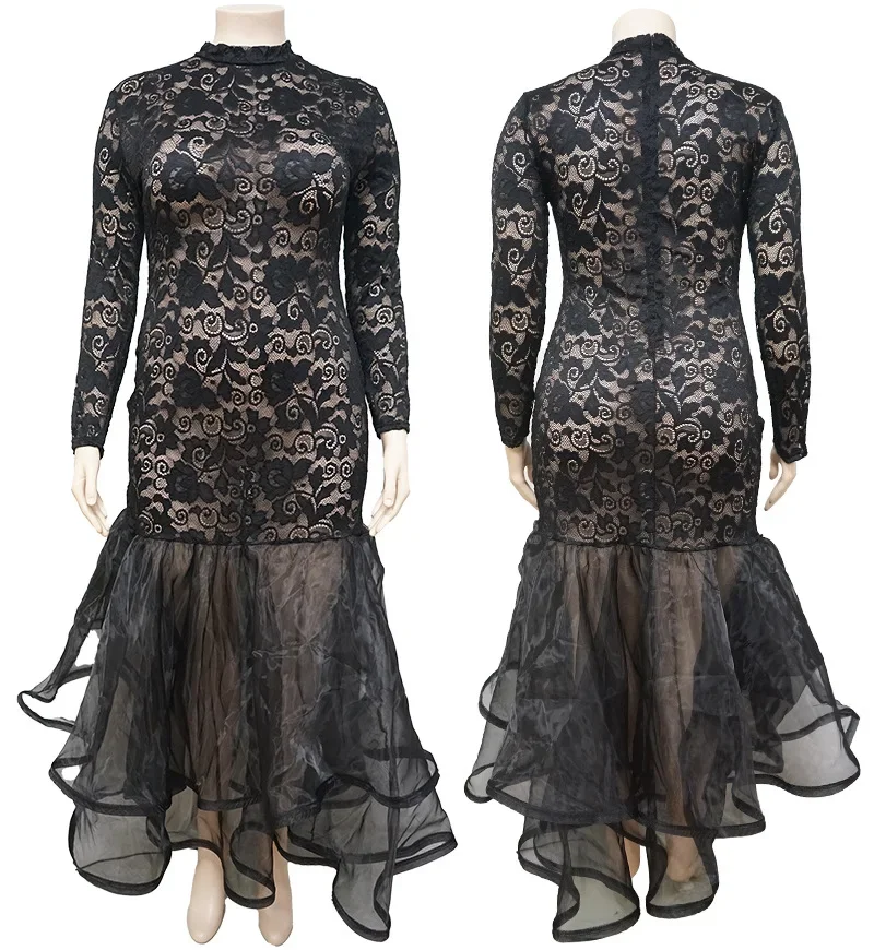 chinese dress ladies Juliana All Black Lace Mono Sleeve Dress - DPXAL
