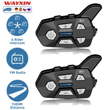 WAYXIN-R9 오토바이 인터콤 헤드셋, 6 라이더, BT5.0 통신 인터폰, 인터커뮤니케이터 모토, 방수 FM 라디오
