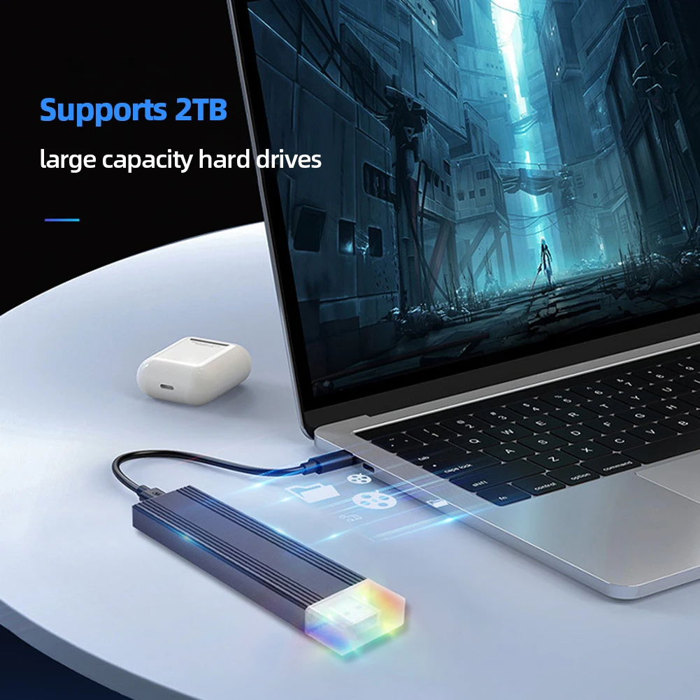 M.2 NVMe SATA SSD 어댑터 2230/2242/2260/2280 SSD용 알루미늄 합금 RGB SSD 박스