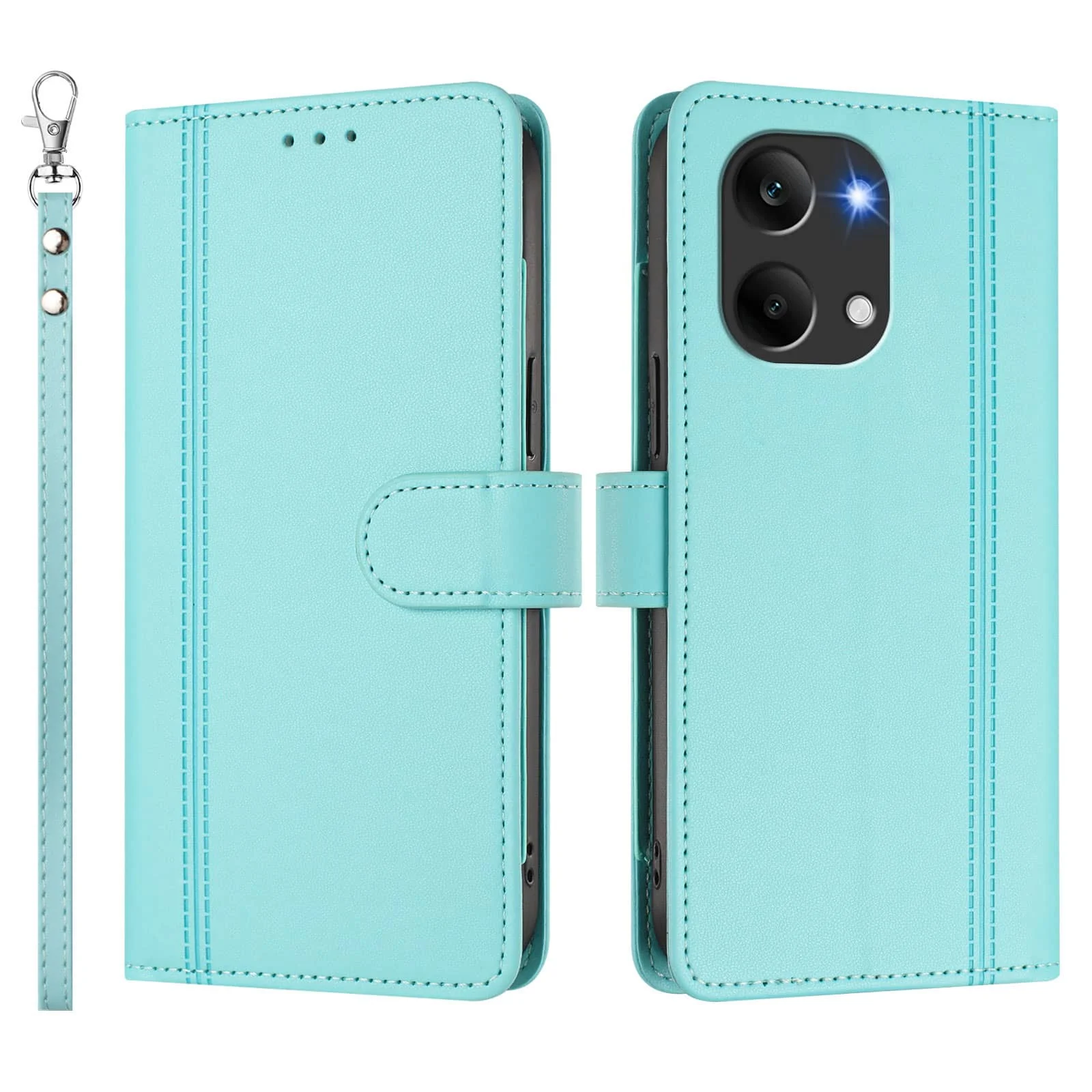 Slim Flip Wallet Case with Magnetic Clasp and Kickstand Feature