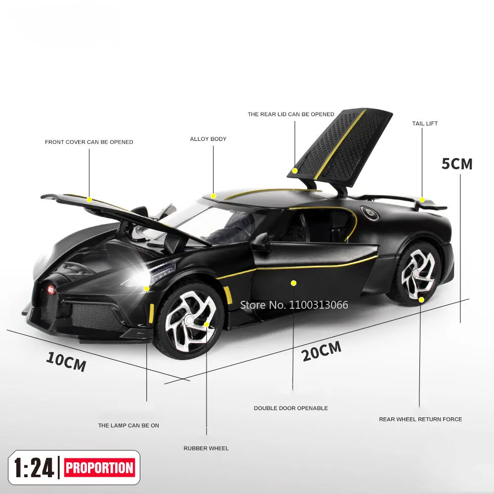 1:24 Bugatti La Voiture Noire Alloy Car Model Toy Diecast Vehicles