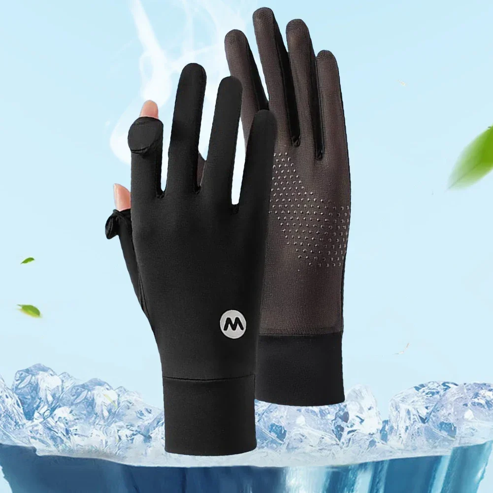 Women UV Sun Protection Gloves Breathable Touchscreen Sunblock Gloves Non Slip Ice Silk Cycling Gloves for Cycling Driving - 2