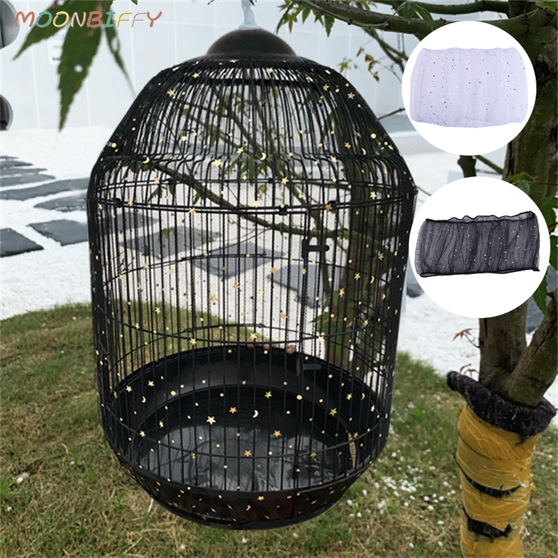 Bird Cage Cover Nylon Mesh Shell Skirt Net Easy Cleaning Seed Catcher Guard Bird Cage Accessories Airy Mesh Parrot Net