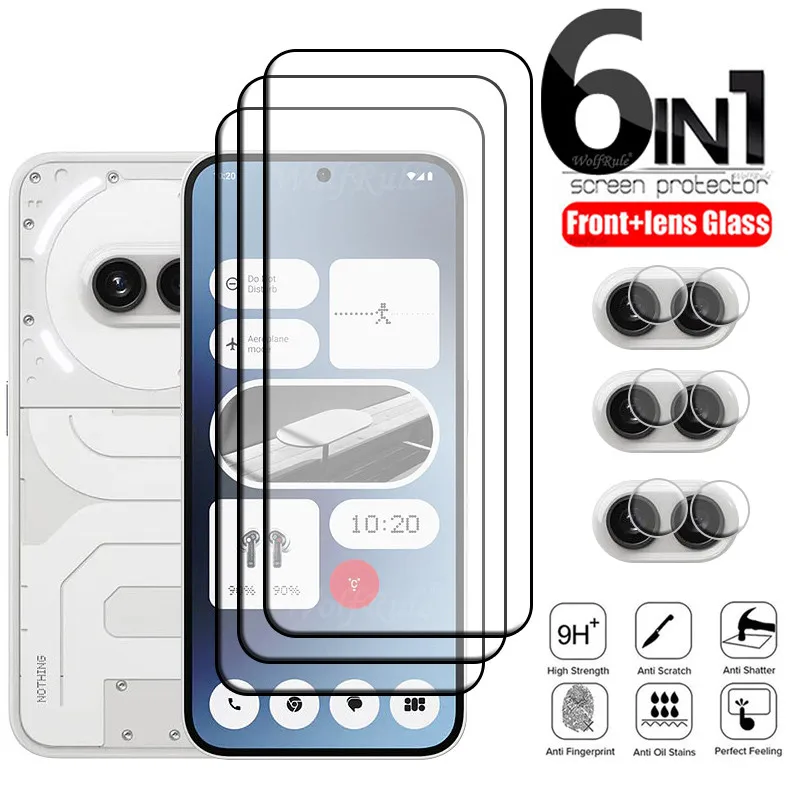 6-In-1 Per Niente Telefono 2A Vetro Per Niente Telefono 2A Vetro Temperato Copertura Completa 9H Protezione Dello Schermo Niente Telefono 2A Lente Di 