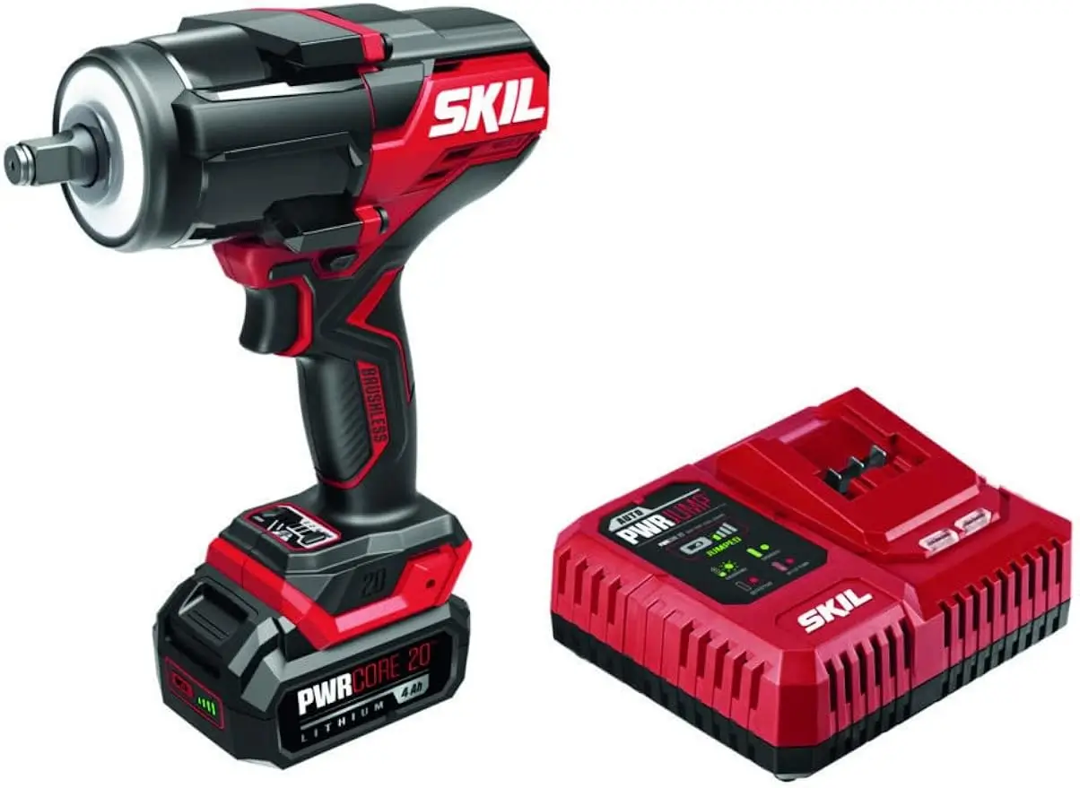 

SKIL PWR CORE 20™ Brushless 20V 1/2 In. Mid-Torque Impact Wrench Kit Including 4.0 Ah Battery and Auto PWRJump™ Charger- IW5761B