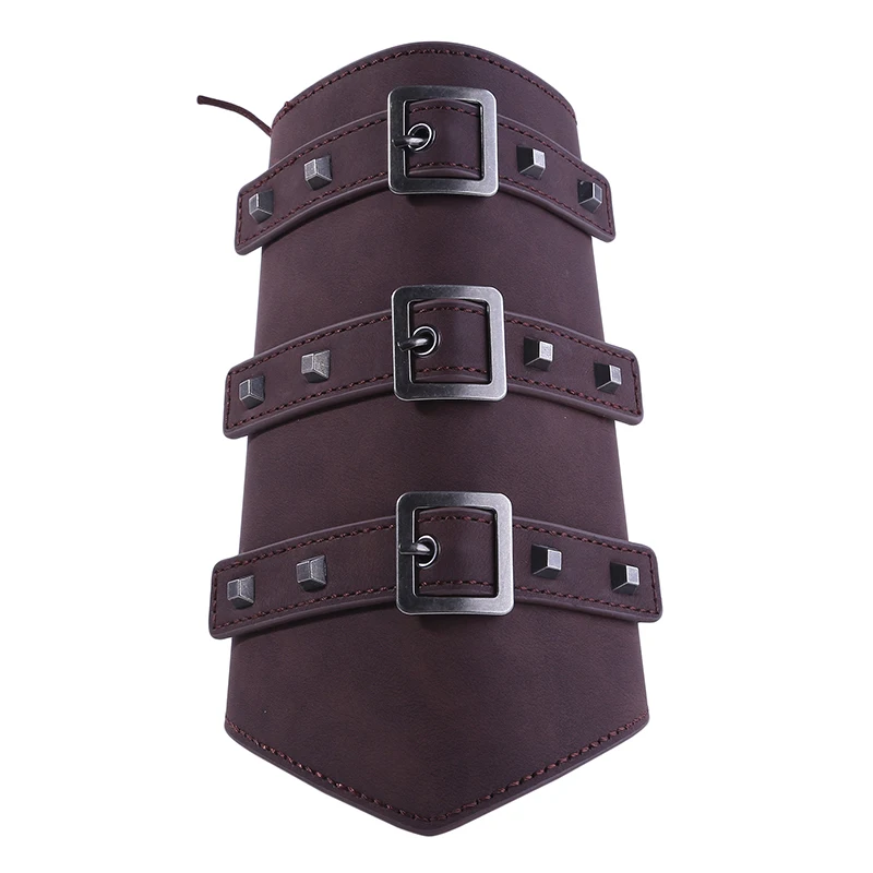 Unisex Pu Leather Gauntlet Bracer Arm Armor Wristband Protector Cuff String Steampunk Bangle Buckle Bracers Cosplay Props