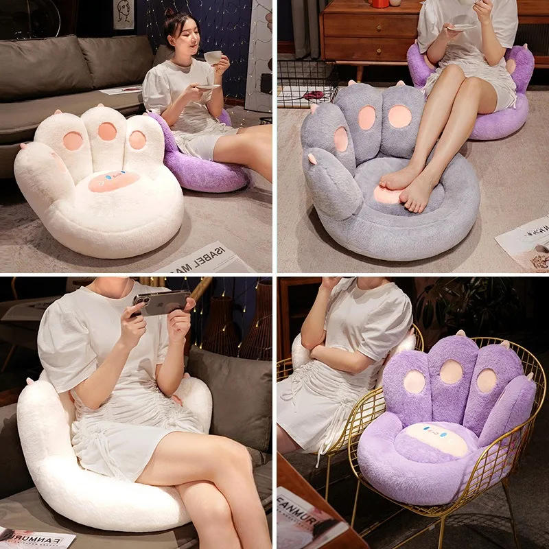 두꺼운 따뜻한 바닥 소파 쿠션 PuTuan 쿠션 바닥 게으른 소파 가정용 플러시 다다미 허리 쿠션 좌석 쿠션 고양이 발 모양