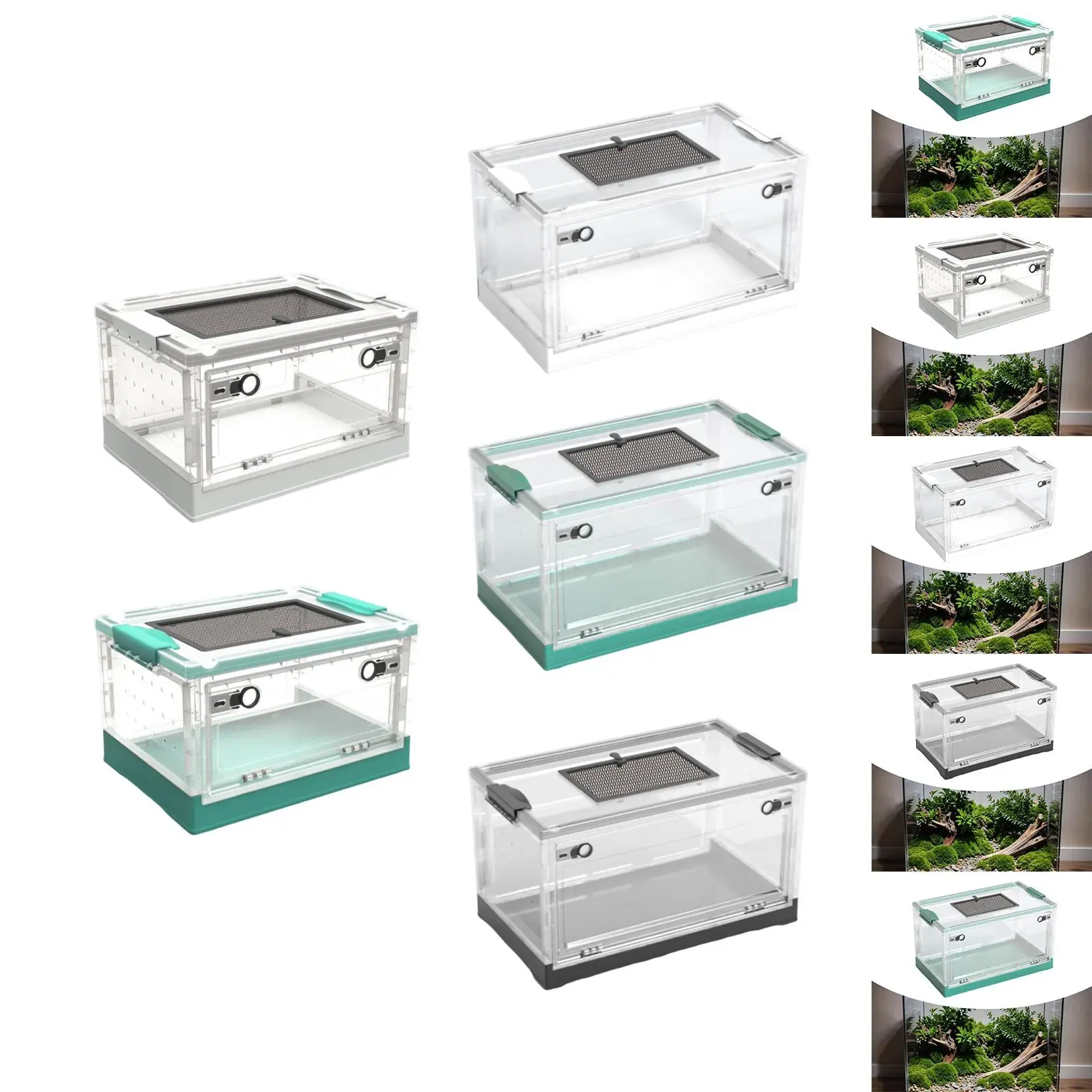 Transparent Foldable Reptile Terrarium for Small Reptiles Lightweight with Sliding Lid Multifunctional Desktop Pet Enclosure
