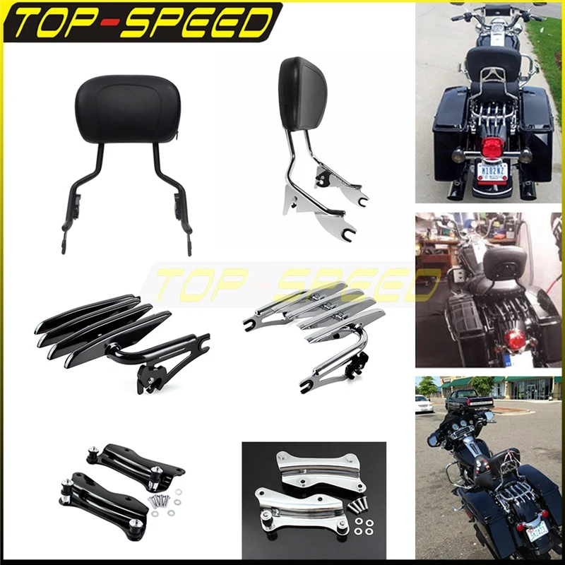 

Stealth Luggage Rack Backrest For Harley Touring Road King Street Glide CVO FLHT FLHR FLHX FLHXS FLTRXS Docking Hardware 14-22