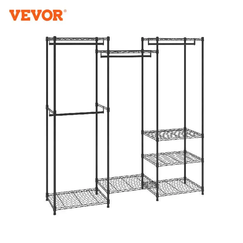 VEVOR Stand Appendiabiti Capacità Carico Statica Max. 362 kg con 8 Ripiani Carico 40 kg Singolo per Camera da Letto Soggiorno, Appendiabiti da 4 Barre 1740 x 450 x 1800 mm in Acciaio al Carbonio Q235