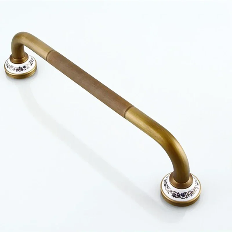 Antique Grab Bars Bathroom Wall-mount Safety Assist Handle Towel Rack Bathtub Handrail Brass Anti-slip Elderly Armrest Hardware