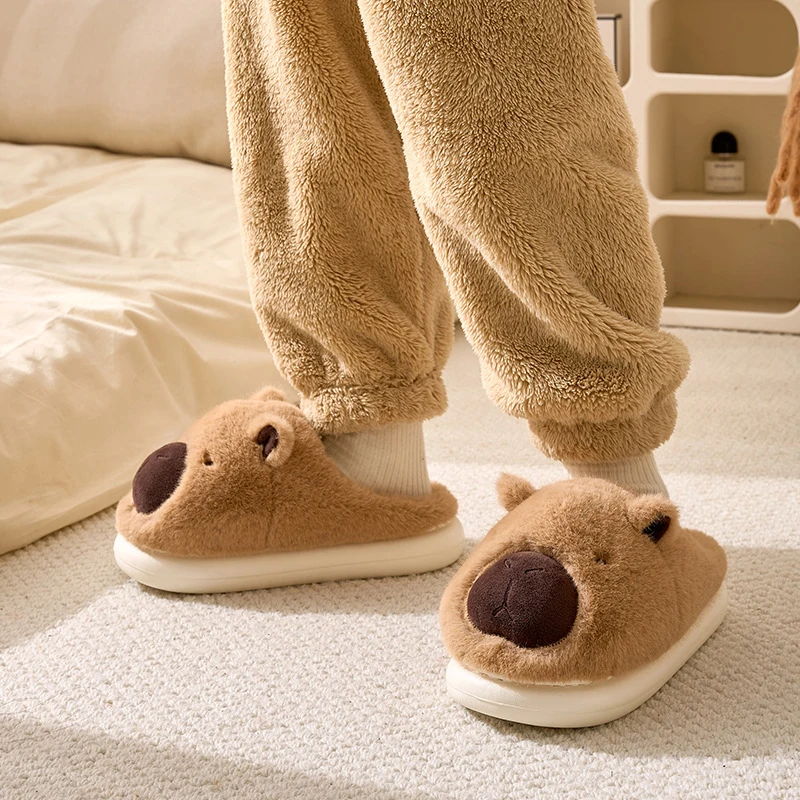Plush Capybara Slippers Closed Toe Slippers Cute Slip-on House Shoes Comfortable Furry Walking Shoes Non-Slip For Indoor Bedroom 5