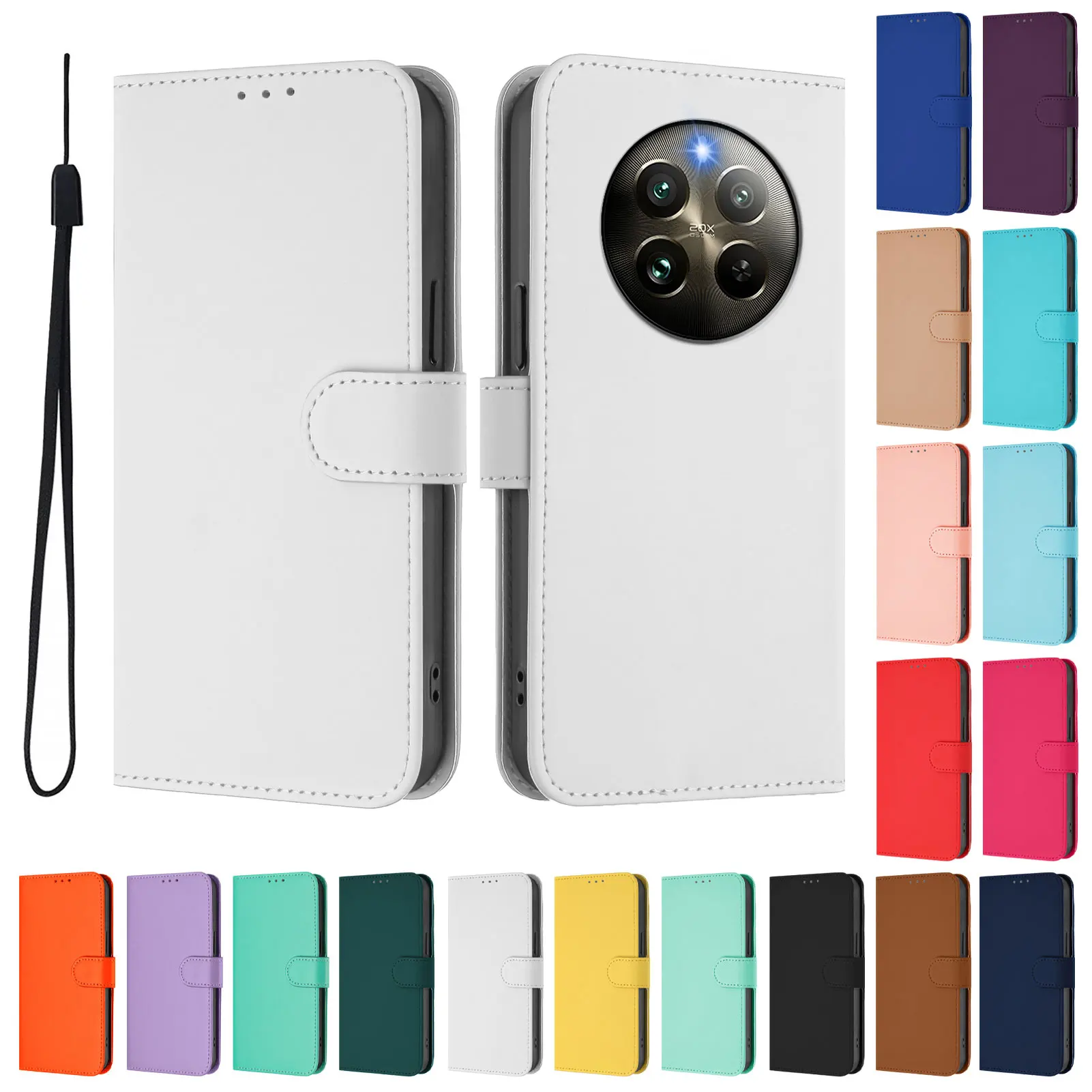 Leather Wallet Flip Case - Solid Color Protective Cover