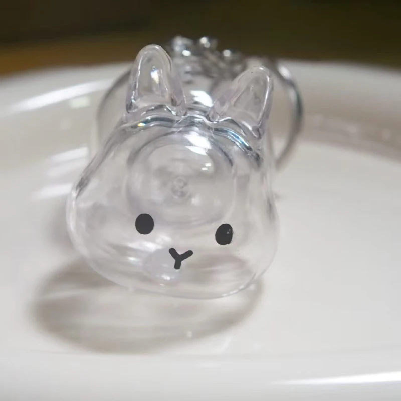 Bonito coelho forma transparente chaveiro caixa de armazenamento de pele de coelho charme gacha coelho cabelo chaveiro armazenamento cápsula mochila lembranças
